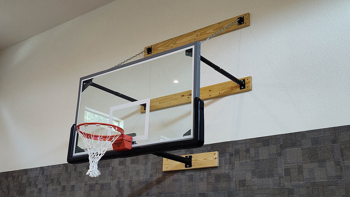 Basketball goal with 3 point direct mount backstop