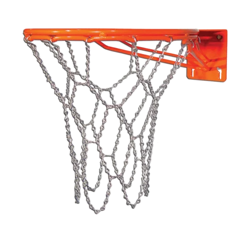 Fixed rim with chain net for public basketball courts