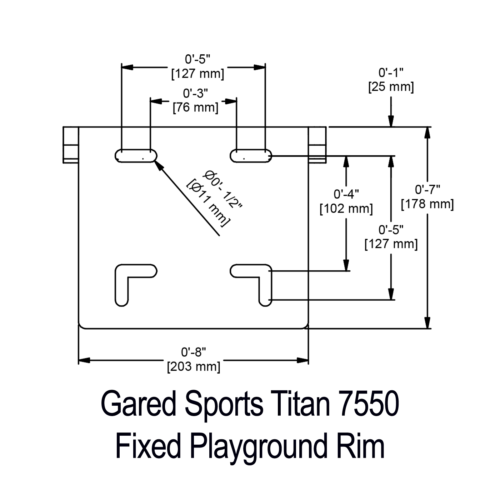 Gared Sports Titan 7550 Fixed Playground Rim mounting plate diagram