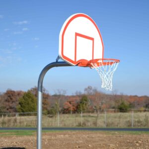Gooseneck basketball goals with fan shaped backboard for playground