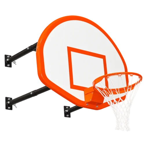 GARED P2300-2030ST stationary wall mount basketball goal with steel fan backboard, orange target and border, and breakaway rim
